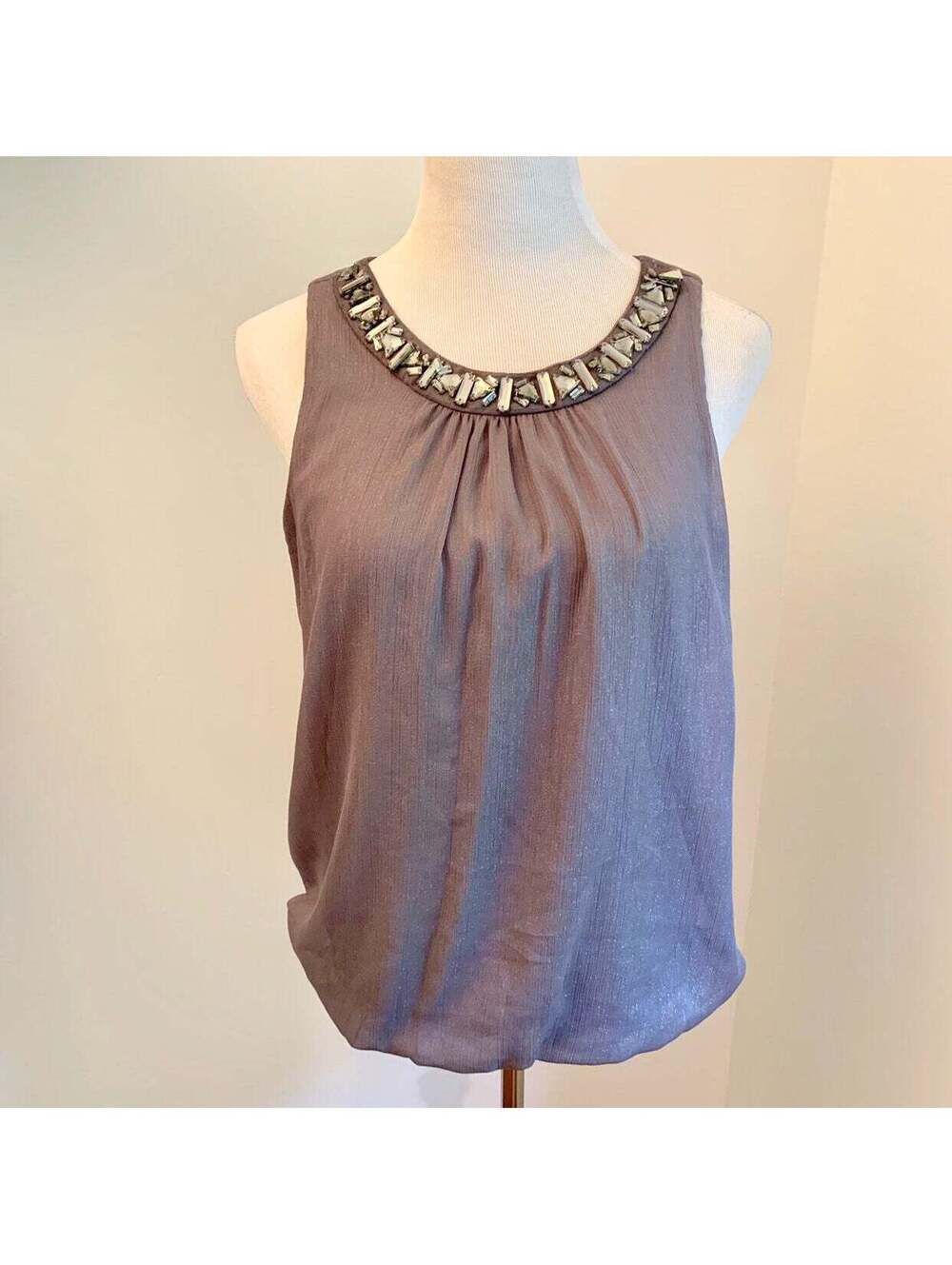 IZ Byer Gray Embellished Tank Top Sz L